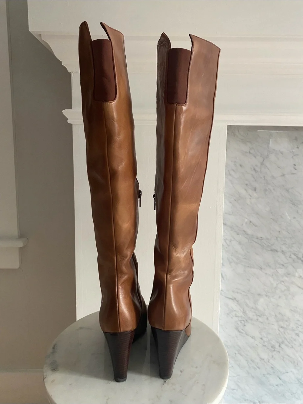 Stuart Weitzman Cognac Over-the-Knee Leather Boots
